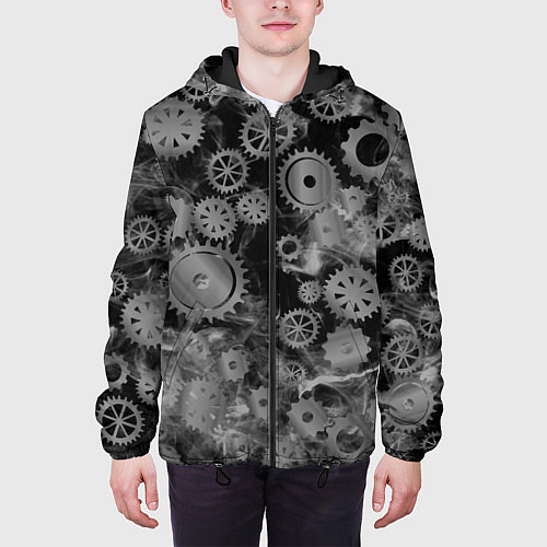 Мужская куртка Механизм и дым, стимпанк / 3D-Черный – фото 3