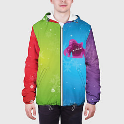 Куртка с капюшоном мужская Цветное рождество Snowflake, цвет: 3D-белый — фото 2