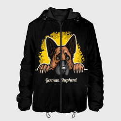 Куртка с капюшоном мужская Немецкая Овчарка German Shepherd, цвет: 3D-черный