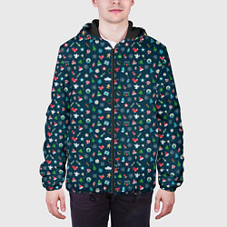 Куртка с капюшоном мужская Christmas Background, цвет: 3D-черный — фото 2