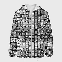 Куртка с капюшоном мужская Geometry Dash: BW Pattern, цвет: 3D-белый