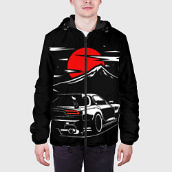 Куртка с капюшоном мужская MAZDA RX 7 Мазда при свете красной луны, цвет: 3D-черный — фото 2
