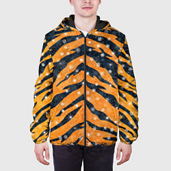 Куртка с капюшоном мужская Новогодняя шкура тигра, цвет: 3D-черный — фото 2
