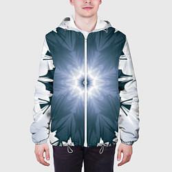 Куртка с капюшоном мужская Снежинка Абстракция Синий, цвет: 3D-белый — фото 2
