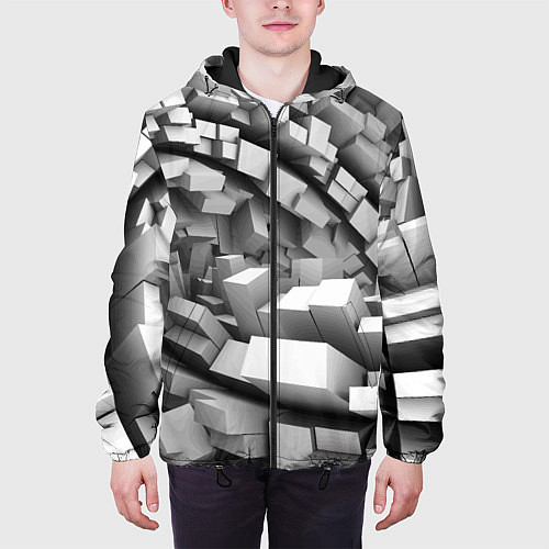 Мужская куртка Геометрическая объёмная абстракция / 3D-Черный – фото 3