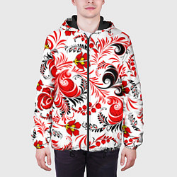 Куртка с капюшоном мужская Русская национальная роспись, цвет: 3D-черный — фото 2