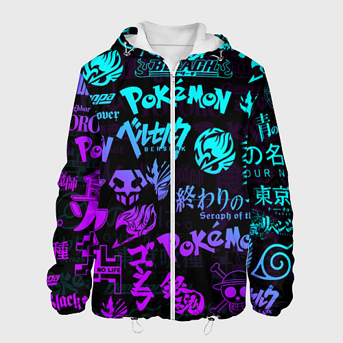 Мужская куртка ANIME LOGOBOMBING NEON НЕОН ЛОГО АНИМЕ / 3D-Белый – фото 1