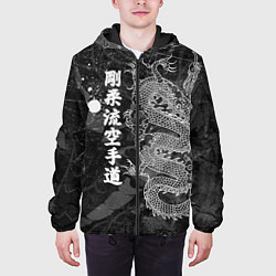 Куртка с капюшоном мужская Токийский Дракон Иероглифы Dragon Japan, цвет: 3D-черный — фото 2