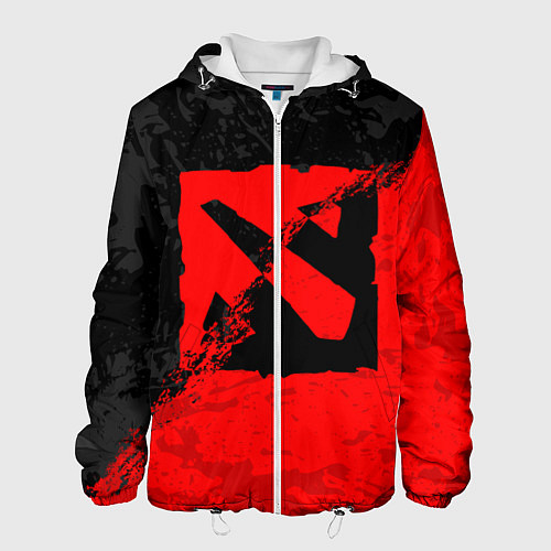 Мужская куртка DOTA 2 RED BLACK LOGO, БРЫЗГИ КРАСОК / 3D-Белый – фото 1