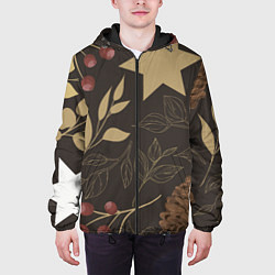 Куртка с капюшоном мужская Новогоднее Настроение Лес, цвет: 3D-черный — фото 2