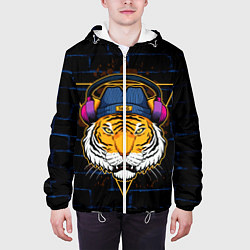 Куртка с капюшоном мужская Тигр в наушниках SWAG, цвет: 3D-белый — фото 2