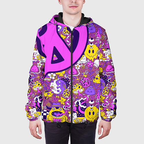 Мужская куртка Психоделика Существа Знаки / 3D-Черный – фото 3