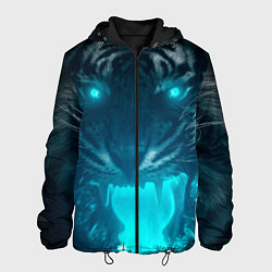 Куртка с капюшоном мужская Неоновый водяной тигр 2022, цвет: 3D-черный