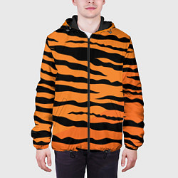 Куртка с капюшоном мужская Шкура тигра вектор, цвет: 3D-черный — фото 2