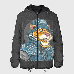 Куртка с капюшоном мужская Крутой тигр cool tiger, цвет: 3D-черный