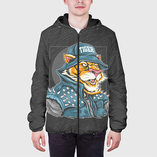 Мужская куртка Крутой тигр cool tiger / 3D-Черный – фото 3