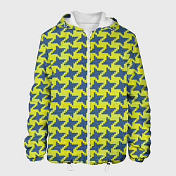 Куртка с капюшоном мужская Сине-желтые гусиные лапки, цвет: 3D-белый