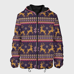 Куртка с капюшоном мужская Новогодний свитер c оленями 2, цвет: 3D-черный