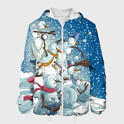 Куртка с капюшоном мужская Боевые снеговики: атака, цвет: 3D-белый