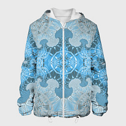 Куртка с капюшоном мужская Коллекция Фрактальная мозаика Голубой 292-6-n, цвет: 3D-белый