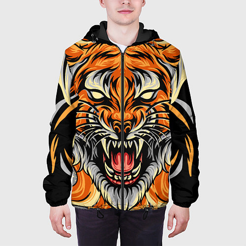 Мужская куртка Символ года тигр в гневе / 3D-Черный – фото 3