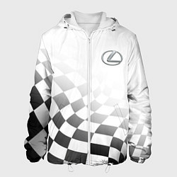 Куртка с капюшоном мужская Lexus, Лексус спорт финишный флаг, цвет: 3D-белый