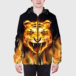 Куртка с капюшоном мужская Тигр В Пламени, цвет: 3D-черный — фото 2