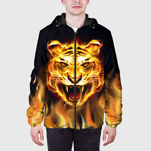 Мужская куртка Тигр В Пламени / 3D-Черный – фото 3