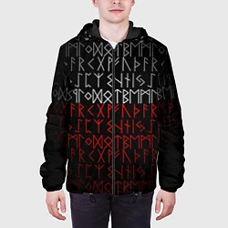 Куртка с капюшоном мужская Славянская символика Руны, цвет: 3D-черный — фото 2