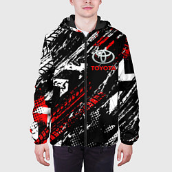 Куртка с капюшоном мужская Toyota - Следы шин, цвет: 3D-черный — фото 2