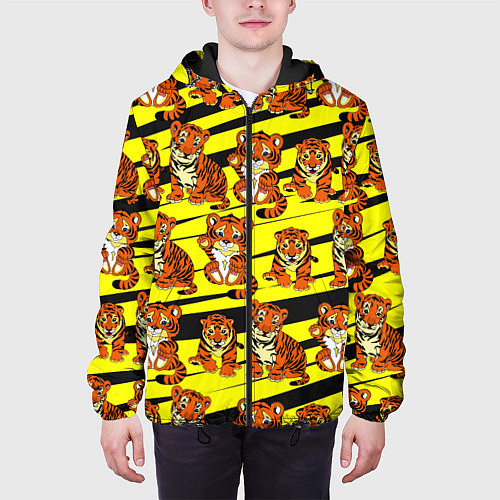 Мужская куртка Няшные Тигрята / 3D-Черный – фото 3