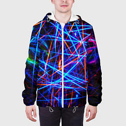 Куртка с капюшоном мужская NEON LINES Glowing Lines Effect, цвет: 3D-белый — фото 2