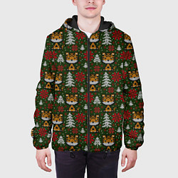 Куртка с капюшоном мужская Вязаный стиль - тигр 2022 новогодний, цвет: 3D-черный — фото 2