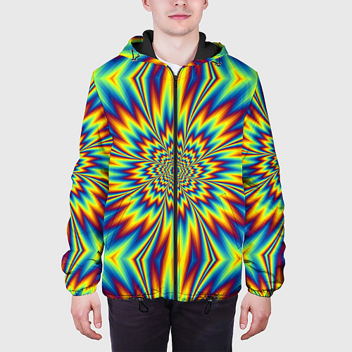 Мужская куртка Пульсирующий Огненный Цветок / 3D-Черный – фото 3