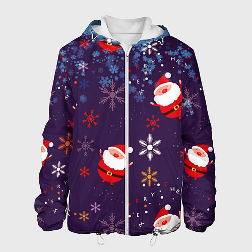 Мужская куртка Дед Мороз в снежинках / 3D-Белый – фото 1