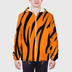 Куртка с капюшоном мужская Текстура тиграtiger, цвет: 3D-белый — фото 2