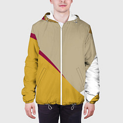 Куртка с капюшоном мужская Линии На бежевом Фоне, цвет: 3D-белый — фото 2