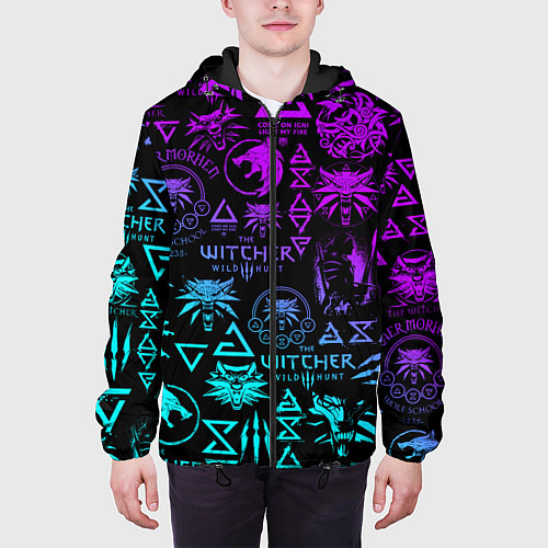 Мужская куртка ВЕДЬМАК ЛОГОБОМБИНГ НЕОН / 3D-Черный – фото 3