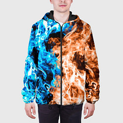 Куртка с капюшоном мужская Огненное пламя, цвет: 3D-черный — фото 2