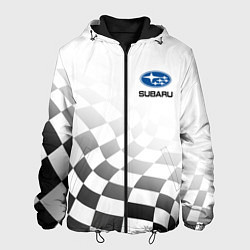 Куртка с капюшоном мужская Subaru, Субару Спорт, Финишный флаг, цвет: 3D-черный
