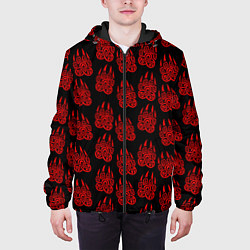 Куртка с капюшоном мужская ПЕЧАТЬ ВЕЛЕСА КРАСНЫЙ, цвет: 3D-черный — фото 2
