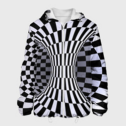 Куртка с капюшоном мужская Оптическая Иллюзия, черно белая, цвет: 3D-белый