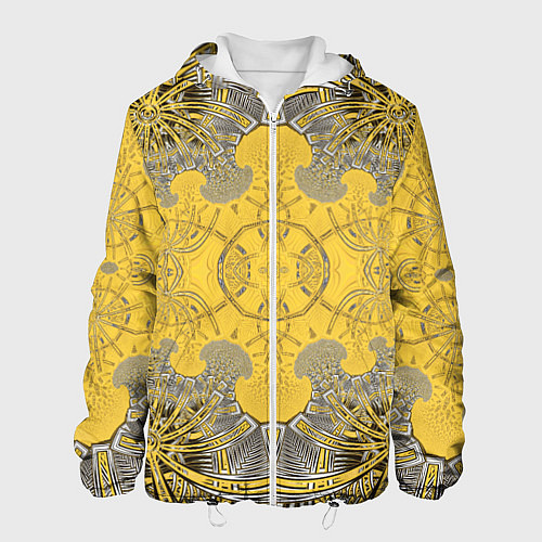 Мужская куртка Коллекция Фрактальная мозаика Желтый на черном 573 / 3D-Белый – фото 1