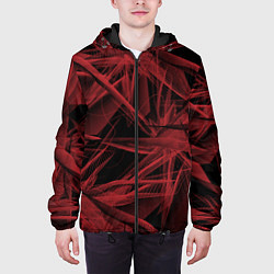 Куртка с капюшоном мужская Красная абстракция цветы, цвет: 3D-черный — фото 2