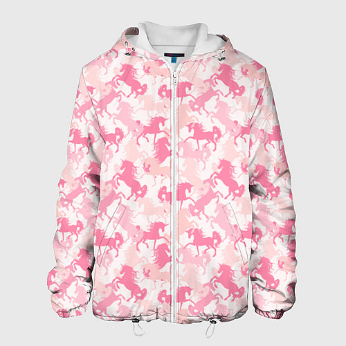 Мужская куртка Розовые Единороги / 3D-Белый – фото 1