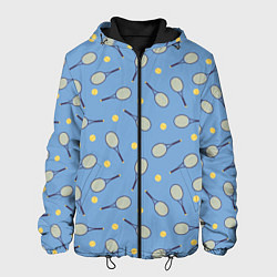 Куртка с капюшоном мужская Большой теннис паттерн, цвет: 3D-черный