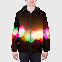 Куртка с капюшоном мужская Горящие сердца всех цветов радуги, цвет: 3D-черный — фото 2