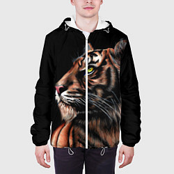 Куртка с капюшоном мужская Тигр в Темноте Взгляд Вверх, цвет: 3D-белый — фото 2