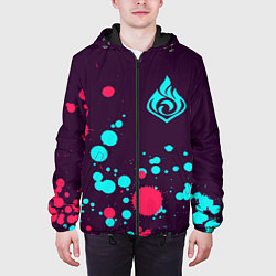 Куртка с капюшоном мужская GENSHIN IMPACT - ПОДЖИГАТЕЛЬ - Краски, цвет: 3D-черный — фото 2