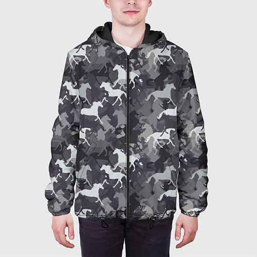 Мужская куртка Табун Лошадей / 3D-Черный – фото 3